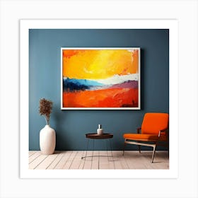 Mock Up Canvas Framed Art Gallery Wall Mounted Textured Print Abstract Landscape Portrait (2) Art Print