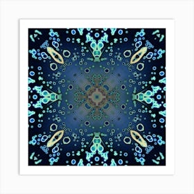 Abstract Watercolor Blue Mandala Texture 2 Art Print