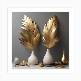 Golden feathers 1 Art Print