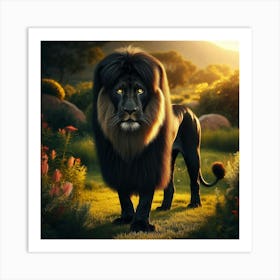 Lion In The Grass Art Print