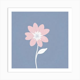 A White And Pink Flower In Minimalist Style Square Composition 246 Art Print