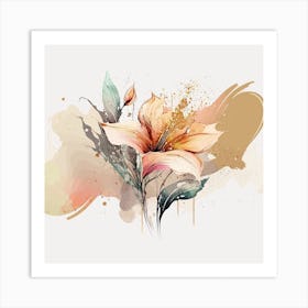 Lily Painting Flower Watercolor Abstract Art Print