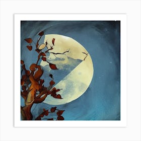 Full Moon In The Tree Art Print