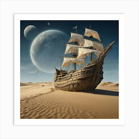 Ship In The Desert 1 Art Print