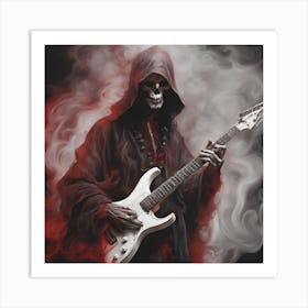 Skeleton Playing Guitar Art Print