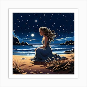 Night On The Beach Art Print