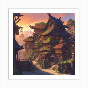 Warcraft Orc Town 1 (1) Art Print