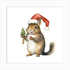 Santa Squirrel Art Print