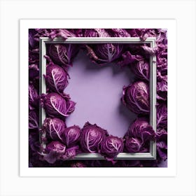 Purple Cabbage Frame On Purple Background Art Print