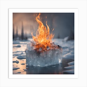 Ice Cube On Fire Art Print