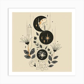 Minimalist Boho Celestial Moon 14 Art Print