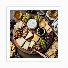 Artisan Cheese Board An Artisan Cheese Board Featuring A Selection Of Cheeses Crackers Grapes Nuts A 1888549967 Art Print