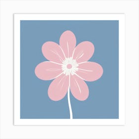 A White And Pink Flower In Minimalist Style Square Composition 620 Art Print