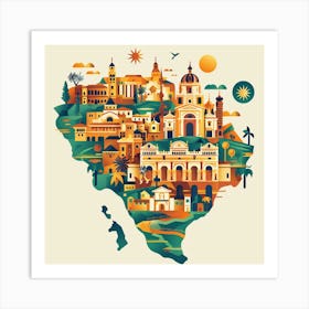 Illustration Of Colombia Art Print