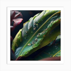 Raindrops On A Leaf Art Print