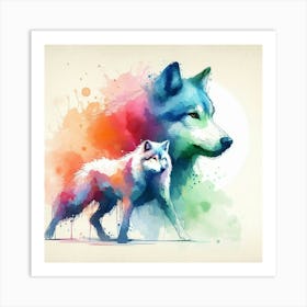 Watercolor Wolf Painting Art Print