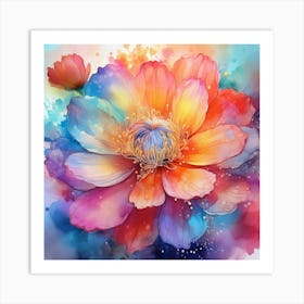 Lotus Flower Watercolor Painting Art Print