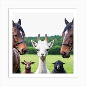 Llamas And Goats 1 Art Print