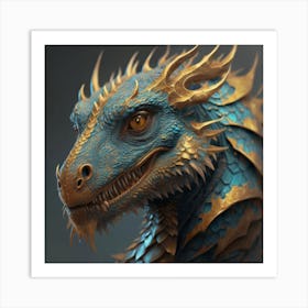 8k Portrait Of A Of A Bluescaled Dragon Art Print