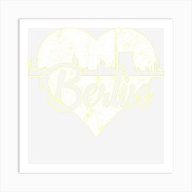 Retro Berlin Germany Skyline Heart Distressed Art Print