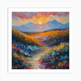 Path at Sunset In The Mountains Art Print