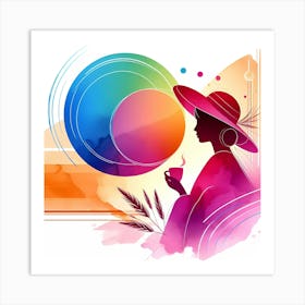 Watercolor Woman In A Hat Art Print