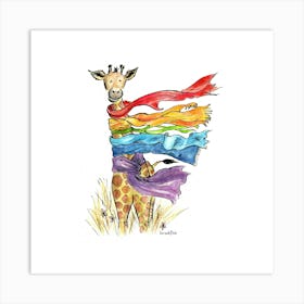 Scarf Giraffe Art Print