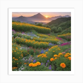 Sunset In The Mountains 4 Art Print