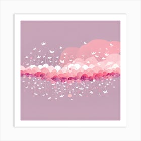 Clouds With Birds VECTOR ART Art Print