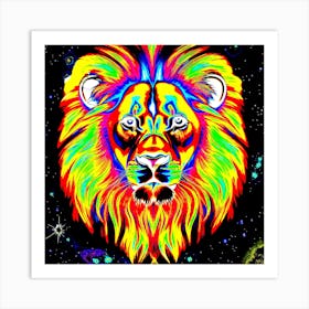 The Lion Dark Rainbow Art Print