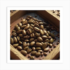 Coffee Beans In A Wooden Box Art Print