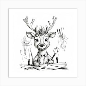 Deer Drawing 23 Art Print