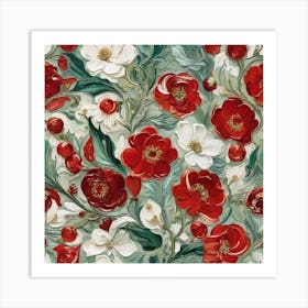 Red and white and green Art Print