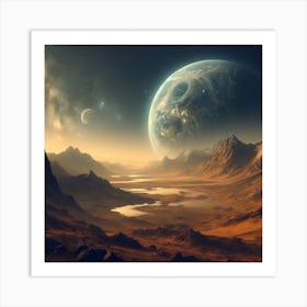 Space Landscape Wallpaper Art Print