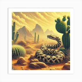 Rattlesnake In The Desert Art Print
