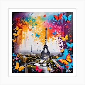 Paris With Butterflies 36 Art Print