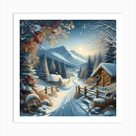 Winter Village Art Print