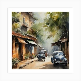 Old Cars In The Street Art Print