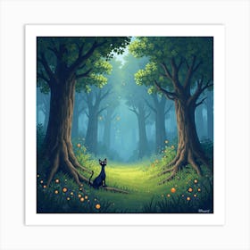 An Enchanted Meadow With Floating, Glowing Orbs And Mythical Creatures 1 Art Print