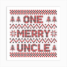 Buffalo Plaid One Merry Uncle Ugly Christmas Sweater Family Art Print