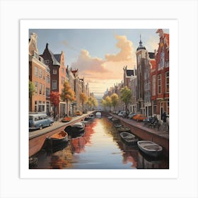 Sunset In Amsterdam Art Print