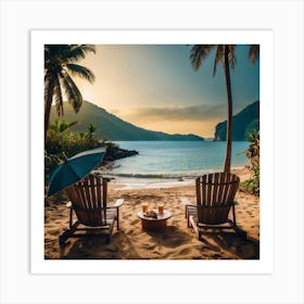Two Chairs On The Beach 1 Art Print