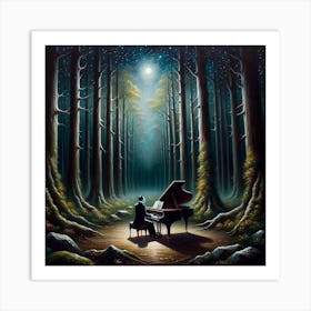 Dracula Piano In The Woods Art Print