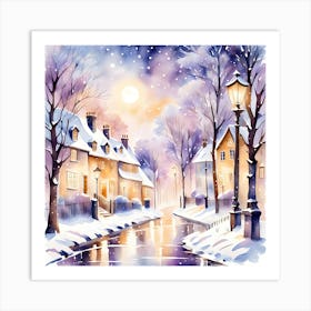 Winter Night Scene 1    Art Print