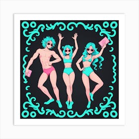 Three Girls In Bikinis 12 Art Print