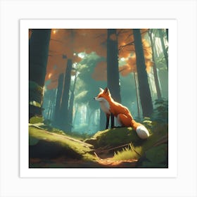 Fox In The Forest 109 Art Print