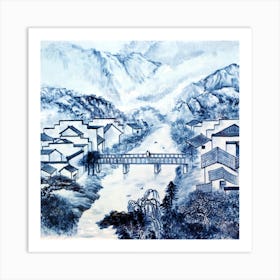 Chinese Blue And White Painting Art Print