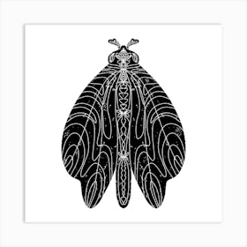 Moth linocut stylized Art Print