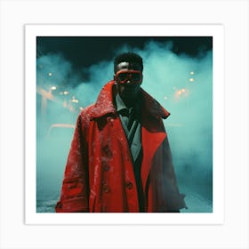 Red Coat Man In Smoke Art Print