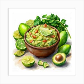 Avocado Guacamole With Lime And Parsley 1 Art Print